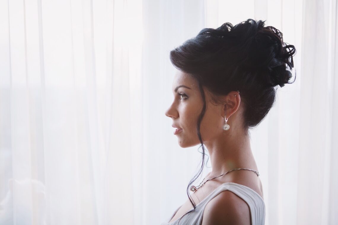 Portrait of bride , beautiful hairstyle