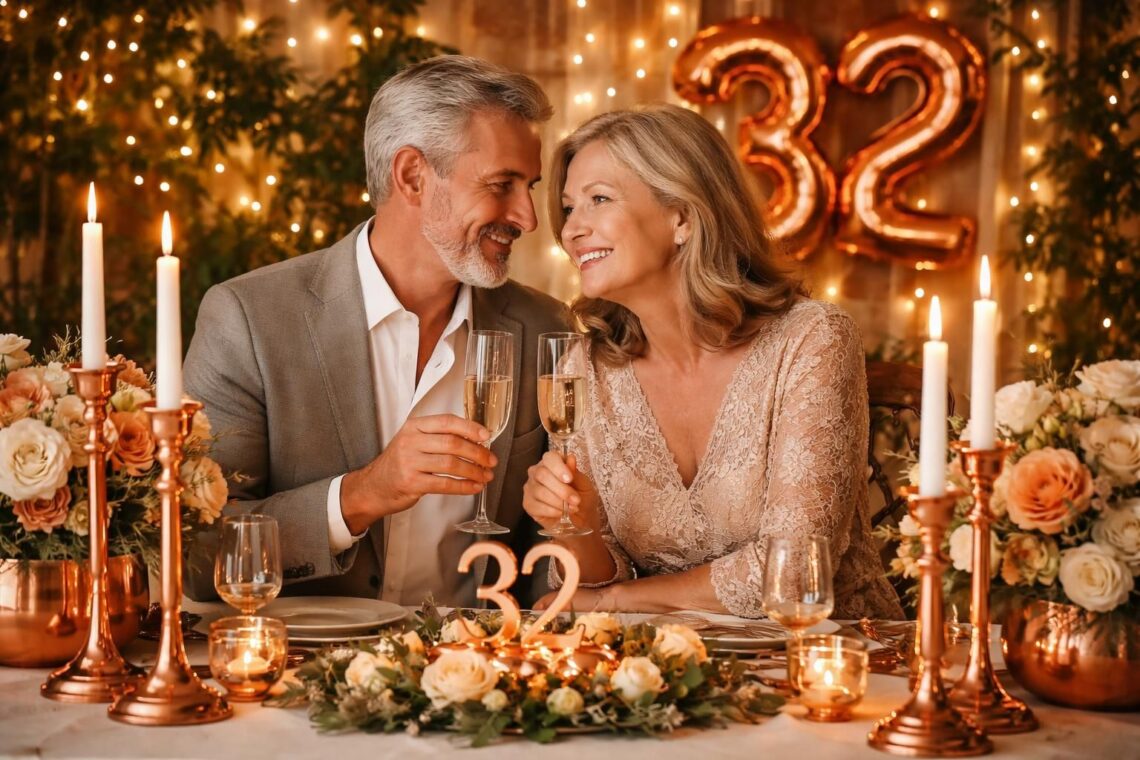 découvrez nos conseils pour célébrer élégamment vos noces de cuivre à l'occasion du 32e anniversaire de mariage, une étape précieuse à commémorer en famille et entre amis.