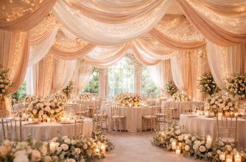 découvrez comment créer une ambiance magique pour votre mariage grâce à des tentures au plafond qui apportent élégance et charme à votre décoration.