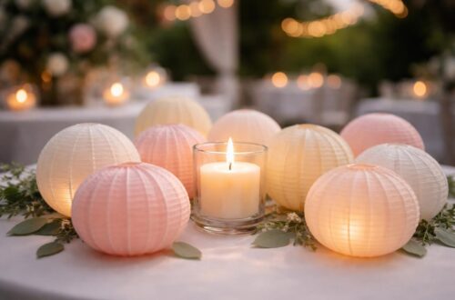 découvrez notre bougie petit luminion, parfaite pour décorer votre mariage avec élégance. agrémentée de boules lampion, elle apporte une ambiance chaleureuse et festive à votre événement.