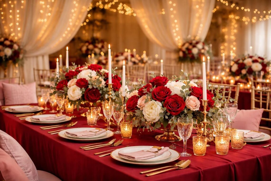 découvrez comment harmoniser d'autres couleurs avec le rouge pour une décoration de mariage élégante et personnalisée.