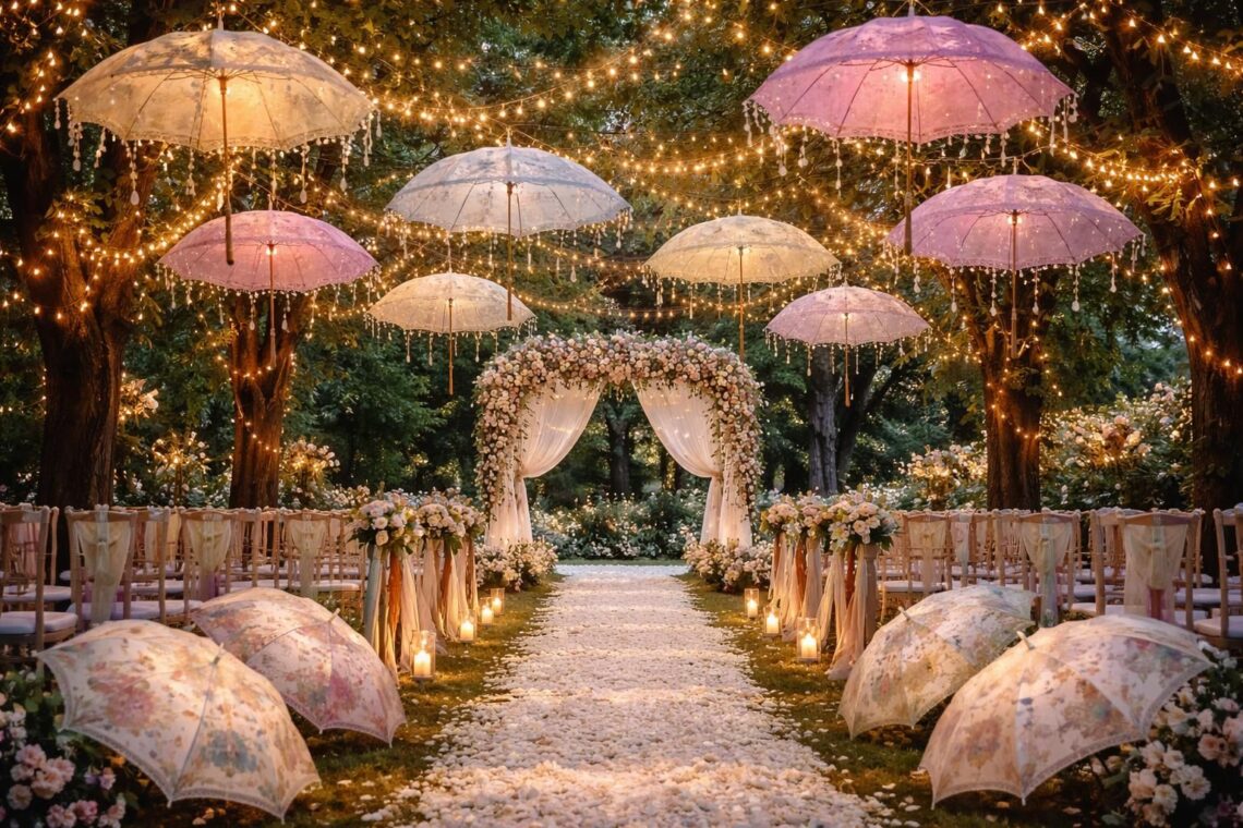 découvrez des techniques créatives pour utiliser des parapluies décoratifs et sublimer votre mariage avec originalité et élégance.