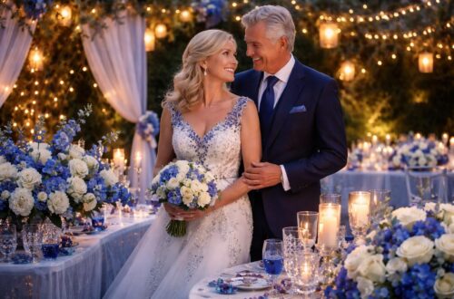 sublimez votre événement grâce à une magnifique image des noces de saphir, symbolisant 45 ans d'amour et de complicité.