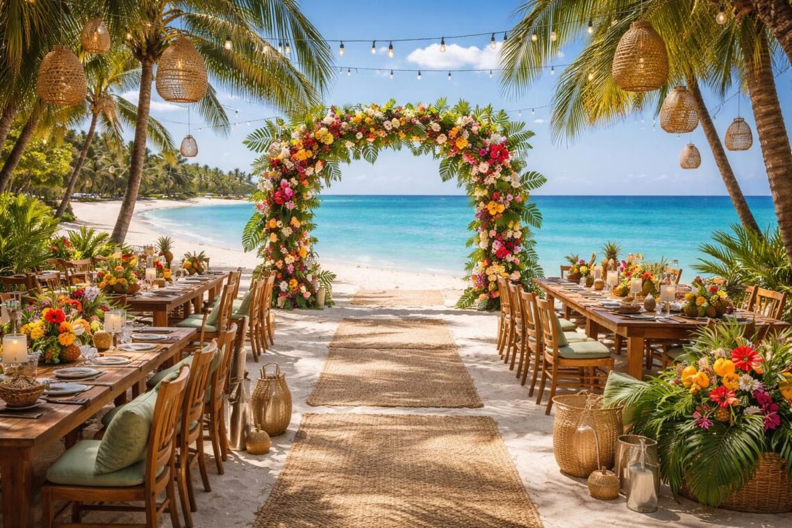 transformez votre mariage en un véritable paradis tropical grâce à une décoration exotique et colorée qui émerveillera vos invités et créera une atmosphère unique.