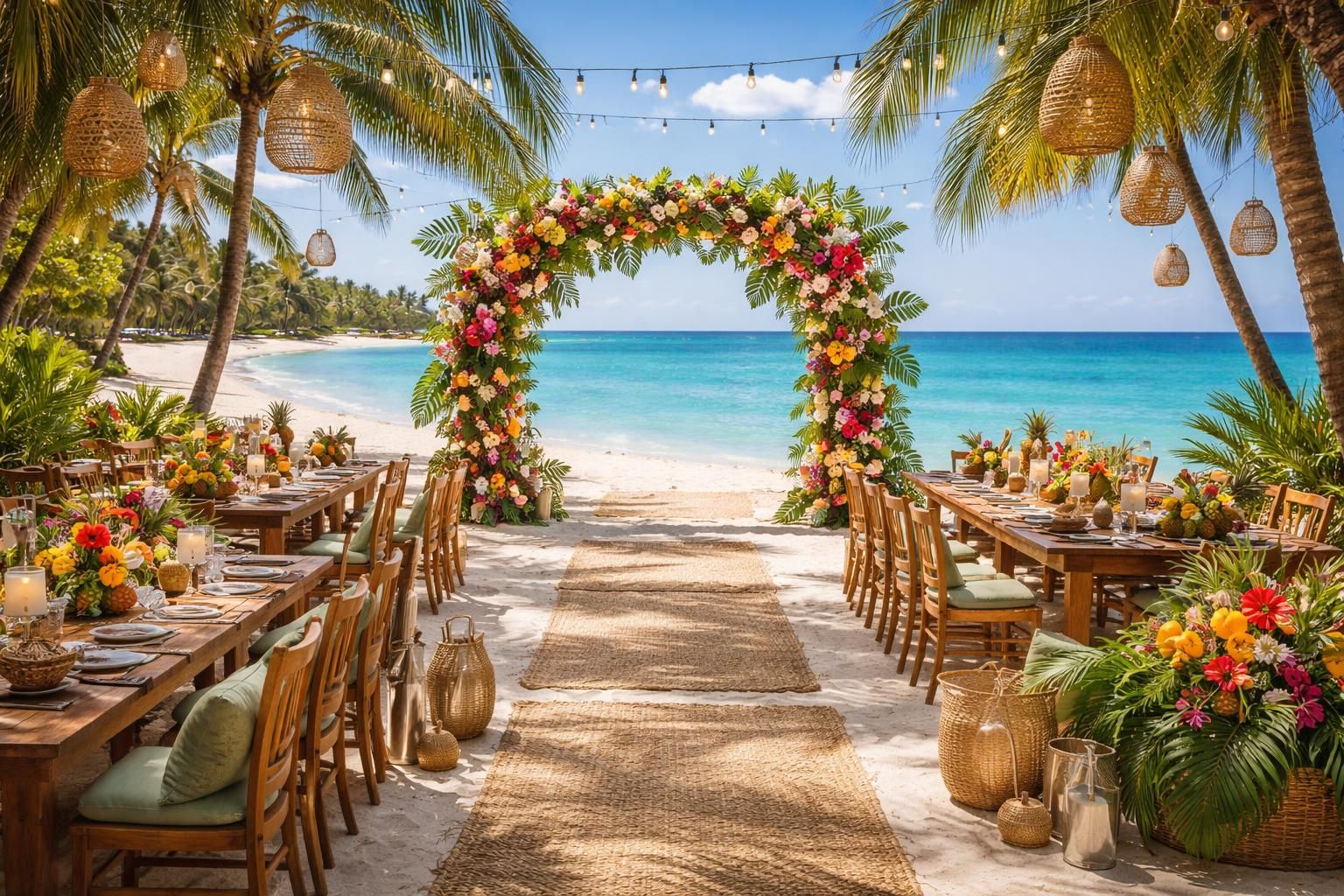 transformez votre mariage en un véritable paradis tropical grâce à une décoration exotique et colorée qui émerveillera vos invités et créera une atmosphère unique.