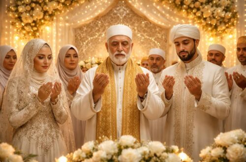 découvrez des invocations islamiques en arabe parfaites pour féliciter un mariage, avec des messages respectueux et appropriés pour cette occasion sacrée.