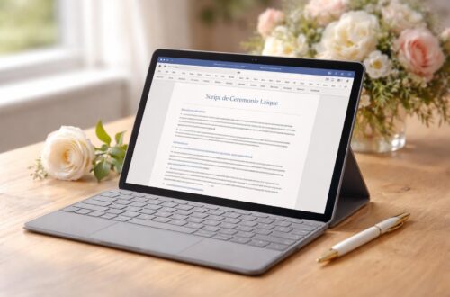 découvrez un script de cérémonie laïque de mariage spécialement conçu et préparé sur tablette windows surface, pour une organisation moderne et efficace de votre union.