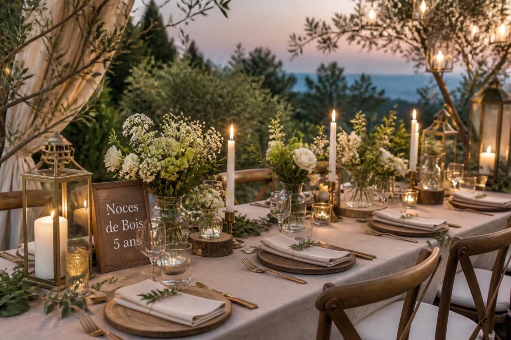 découvrez des idées élégantes de décoration pour célébrer vos noces de bois, 5 ans de mariage, et rendre cet anniversaire inoubliable.