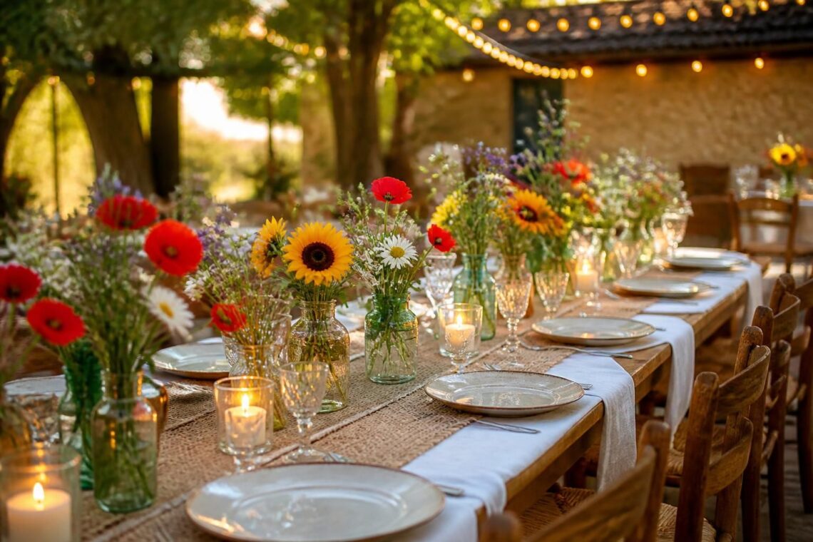 découvrez la table guinguette de mariage, l'élément de déco le plus convivial pour une ambiance festive et chaleureuse lors de votre grand jour.