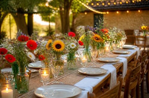 découvrez la table guinguette de mariage, l'élément de déco le plus convivial pour une ambiance festive et chaleureuse lors de votre grand jour.