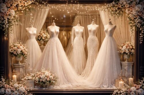 découvrez nos idées déco pour mettre en valeur votre vitrine de robe de mariée et créer une ambiance élégante et magique pour votre mariage.