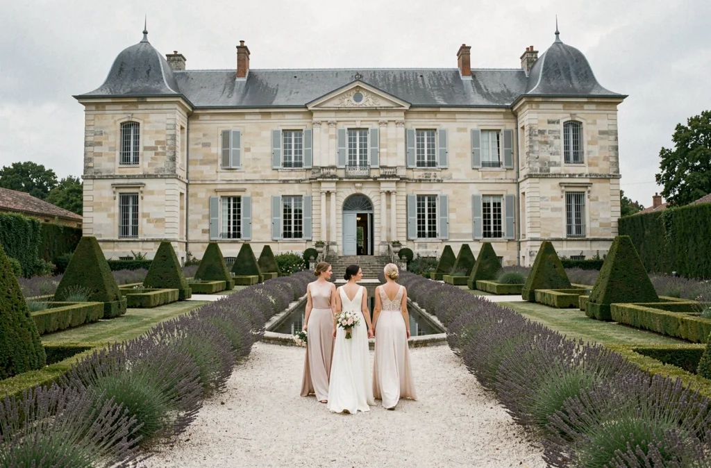 Le Château de Sannes dans le Luberon avec son jardin à la française et son allée de réception